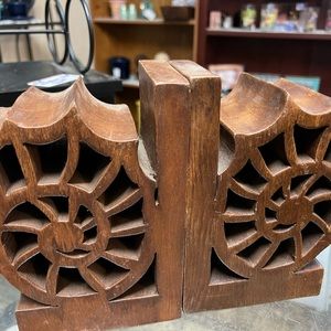 Two wood bookends, solid wood, beautiful